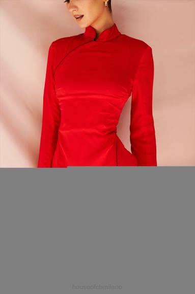vestiario esso House of CB Mini abito in raso scarlatto di Alyssa X44T498