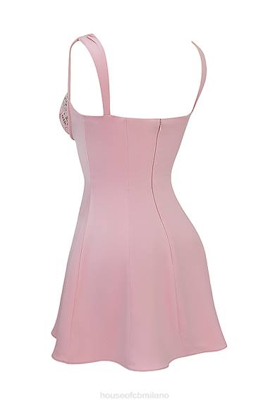 vestiario esso House of CB Miniabito Adriana Rose in raso e pizzo X44T238