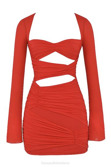vestiario esso House of CB Miniabito Camille Scarlet con taglio in vera seta X44T499