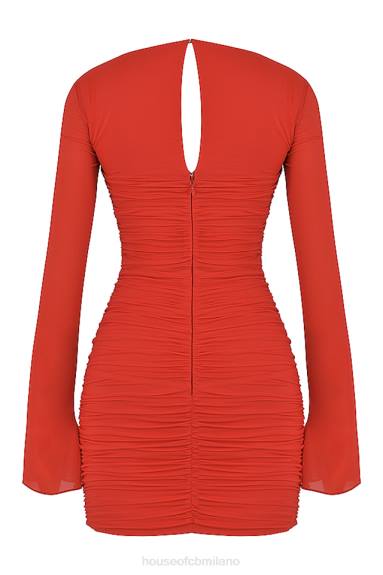 vestiario esso House of CB Miniabito Camille Scarlet con taglio in vera seta X44T499
