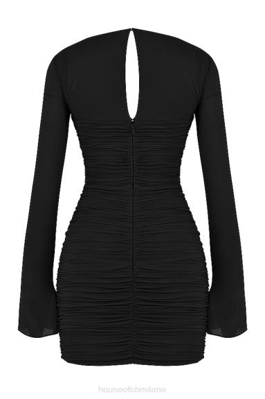 vestiario esso House of CB Miniabito Camille nero con taglio in vera seta X44T491