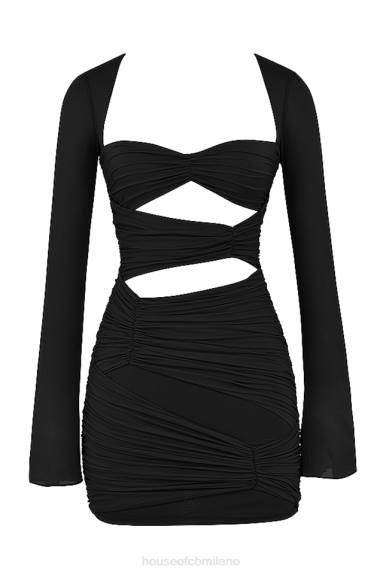 vestiario esso House of CB Miniabito Camille nero con taglio in vera seta X44T491