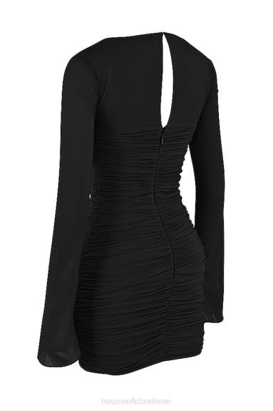 vestiario esso House of CB Miniabito Camille nero con taglio in vera seta X44T491