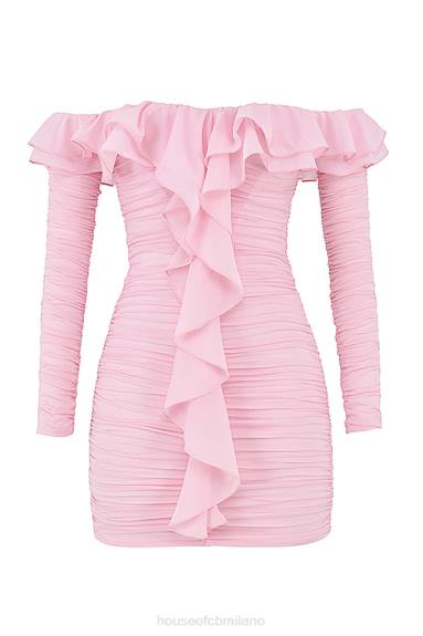 vestiario esso House of CB Miniabito Eliza in vera seta rosa fata X44T496