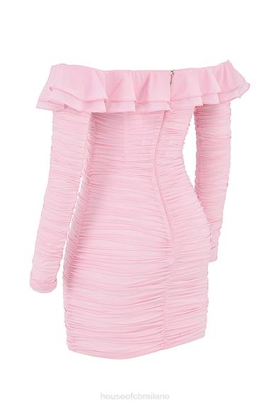 vestiario esso House of CB Miniabito Eliza in vera seta rosa fata X44T496