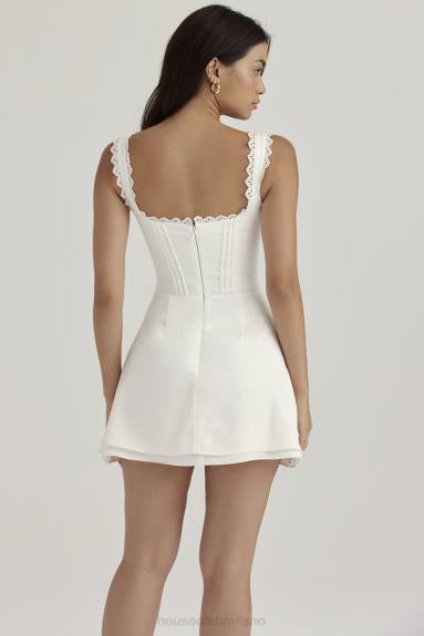 vestiario esso House of CB Miniabito Tilly bianco con pin tuck X44T399