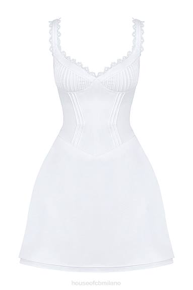 vestiario esso House of CB Miniabito Tilly bianco con pin tuck X44T399