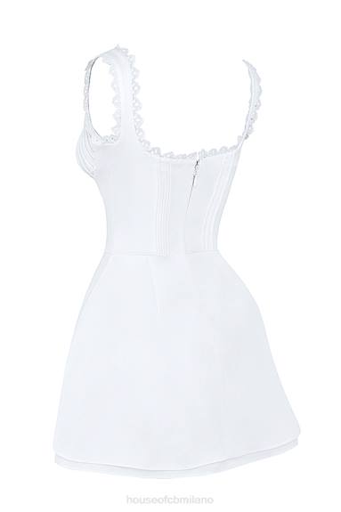 vestiario esso House of CB Miniabito Tilly bianco con pin tuck X44T399