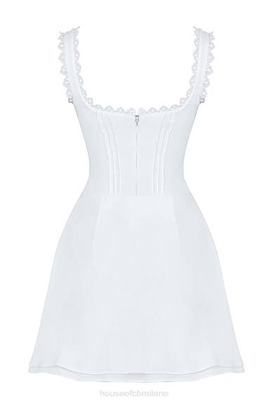 vestiario esso House of CB Miniabito Tilly bianco con pin tuck X44T399
