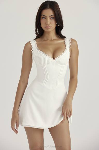 vestiario esso House of CB Miniabito Tilly bianco con pin tuck X44T399