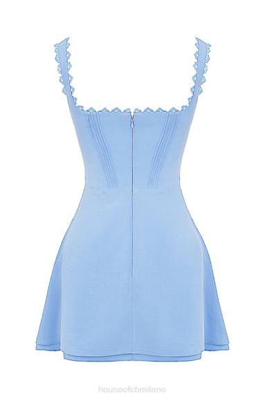 vestiario esso House of CB Miniabito Tilly blu con pin tuck X44T215