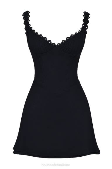 vestiario esso House of CB Miniabito Tilly nero con pin tuck X44T231