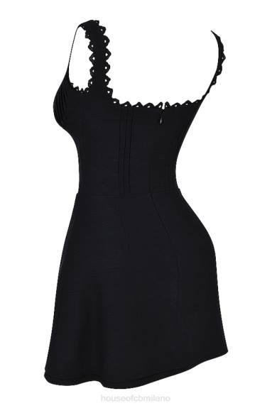 vestiario esso House of CB Miniabito Tilly nero con pin tuck X44T231