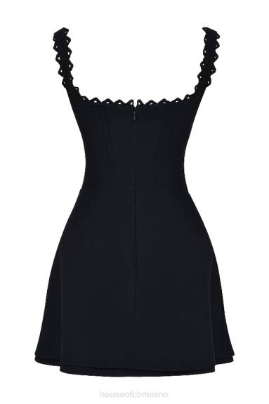 vestiario esso House of CB Miniabito Tilly nero con pin tuck X44T231