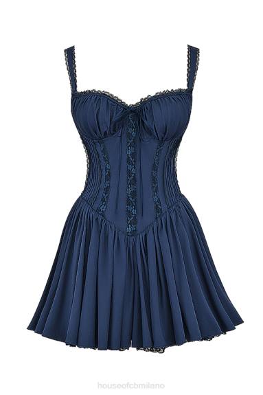 vestiario esso House of CB Miniabito con corsetto blu navy francese in pietra X44T157