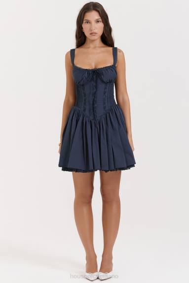 vestiario esso House of CB Miniabito con corsetto blu navy francese in pietra X44T157