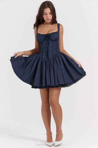vestiario esso House of CB Miniabito con corsetto blu navy francese in pietra X44T157