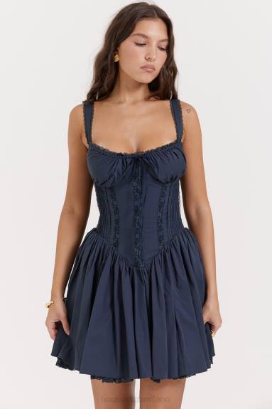 vestiario esso House of CB Miniabito con corsetto blu navy francese in pietra X44T157