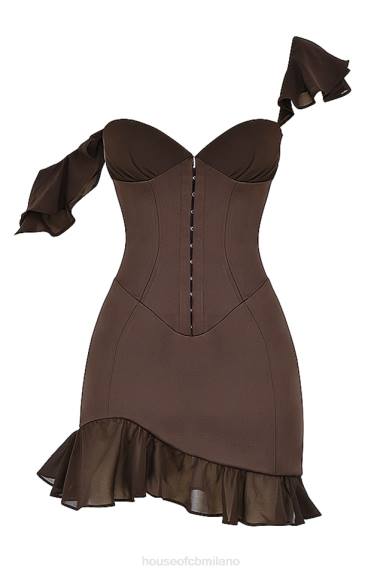 vestiario esso House of CB Miniabito con corsetto con volant Dionne Espresso X44T416