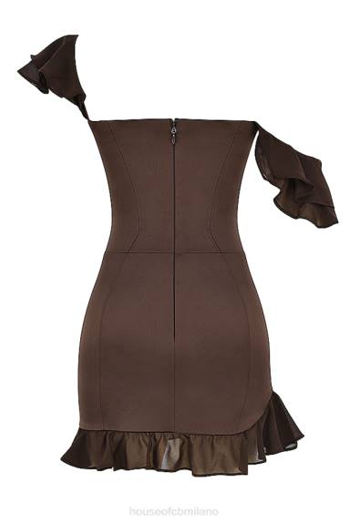 vestiario esso House of CB Miniabito con corsetto con volant Dionne Espresso X44T416