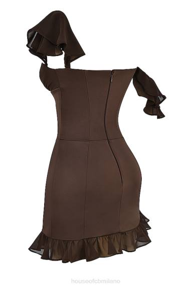 vestiario esso House of CB Miniabito con corsetto con volant Dionne Espresso X44T416