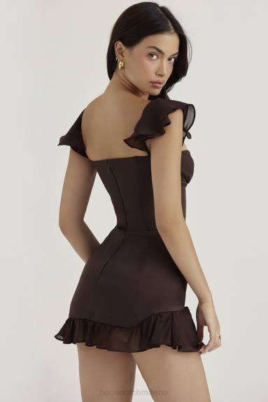 vestiario esso House of CB Miniabito con corsetto con volant Dionne Espresso X44T416