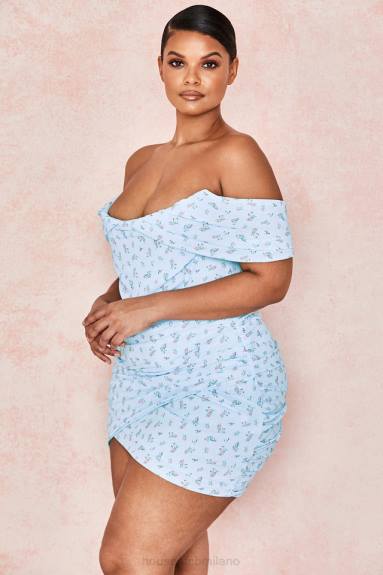 vestiario esso House of CB Miniabito con corsetto drappeggiato floreale blu luna X44T609