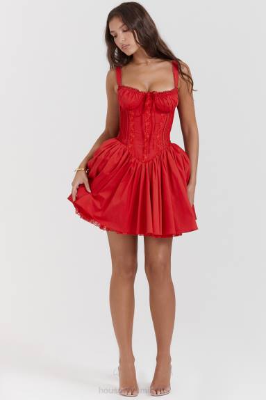 vestiario esso House of CB Miniabito con corsetto in pietra ciliegia X44T158