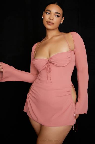 vestiario esso House of CB Miniabito con scollo all'americana in chiffon rosa baby X44T524
