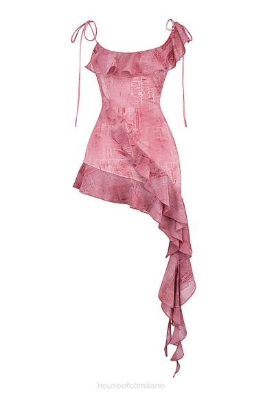 vestiario esso House of CB Miniabito con volant con stampa rosa Lyrah X44T140