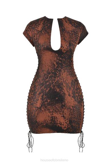vestiario esso House of CB Miniabito daphne con lacci color rame antico X44T363