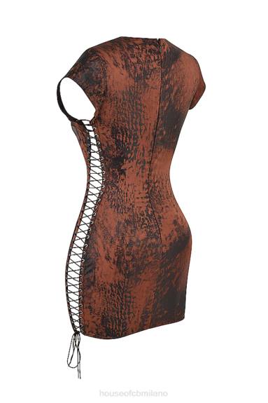 vestiario esso House of CB Miniabito daphne con lacci color rame antico X44T363