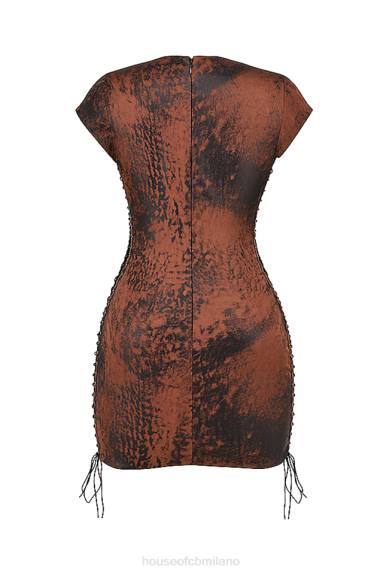 vestiario esso House of CB Miniabito daphne con lacci color rame antico X44T363