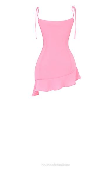 vestiario esso House of CB Miniabito marcia francese con volant rosa X44T195