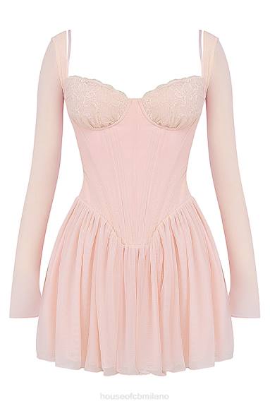 vestiario esso House of CB Vivi miniabito con corsetto morbido color pesca X44T182