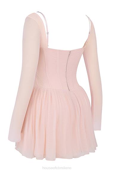 vestiario esso House of CB Vivi miniabito con corsetto morbido color pesca X44T182