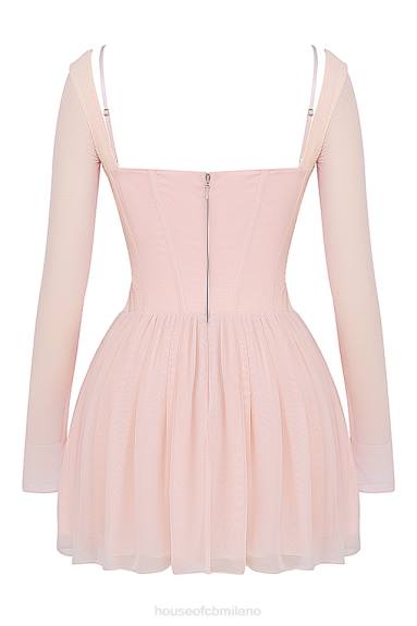 vestiario esso House of CB Vivi miniabito con corsetto morbido color pesca X44T182