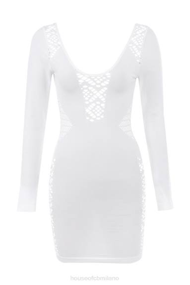 vestiario esso House of CB mini abito alana in maglia elasticizzata bianca X44T574