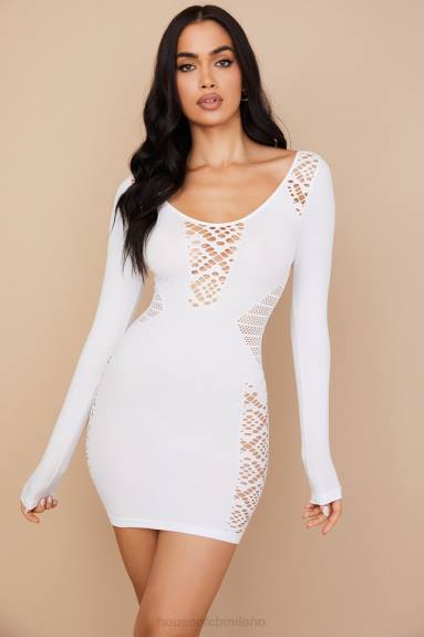 vestiario esso House of CB mini abito alana in maglia elasticizzata bianca X44T574
