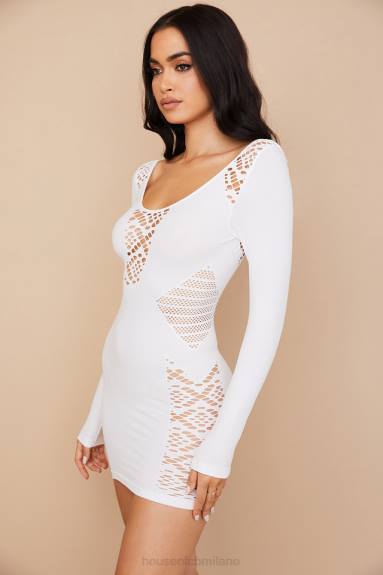 vestiario esso House of CB mini abito alana in maglia elasticizzata bianca X44T574