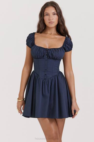 vestiario esso House of CB miniabito Nala con arricciatura blu navy francese X44T171