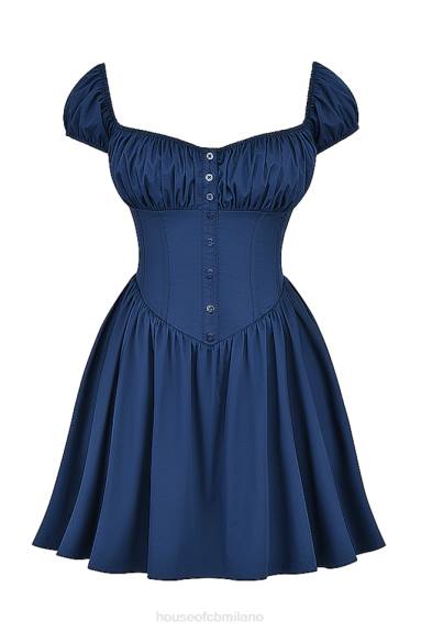 vestiario esso House of CB miniabito Nala con arricciatura blu navy francese X44T171