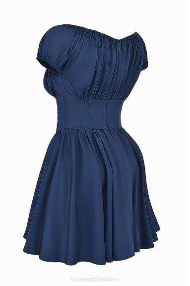 vestiario esso House of CB miniabito Nala con arricciatura blu navy francese X44T171