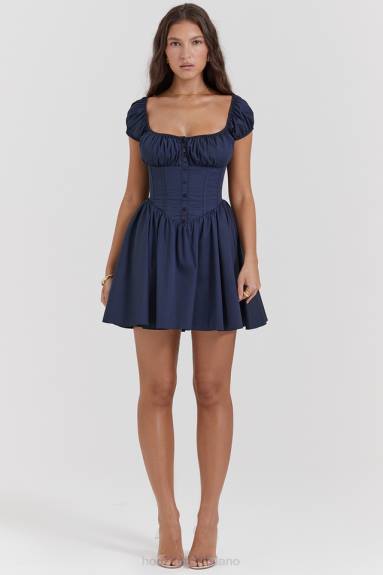 vestiario esso House of CB miniabito Nala con arricciatura blu navy francese X44T171