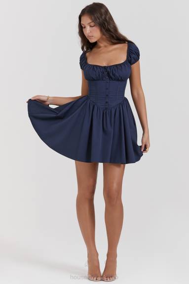 vestiario esso House of CB miniabito Nala con arricciatura blu navy francese X44T171