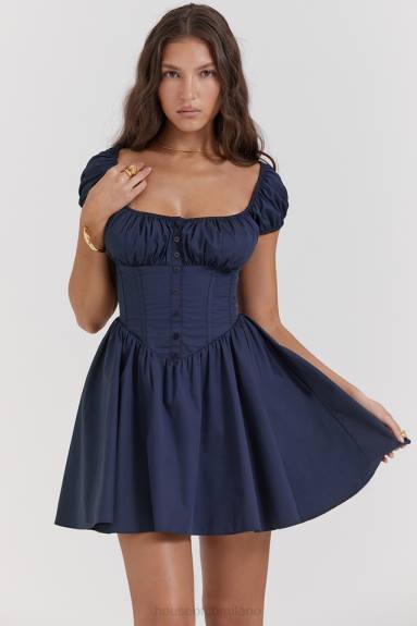 vestiario esso House of CB miniabito Nala con arricciatura blu navy francese X44T171