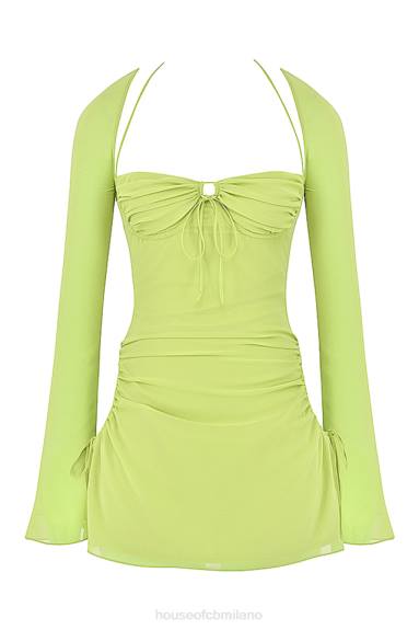 vestiario esso House of CB miniabito alla caviglia in chiffon color lime per bambini X44T413