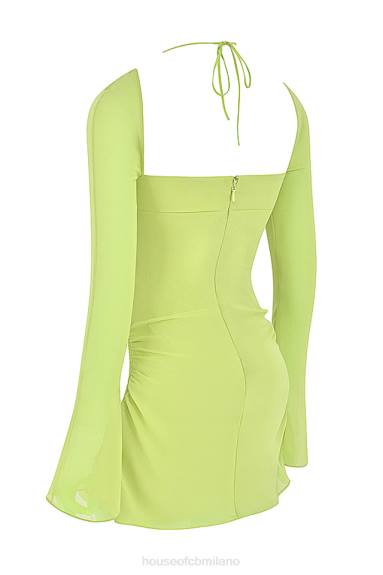 vestiario esso House of CB miniabito alla caviglia in chiffon color lime per bambini X44T413