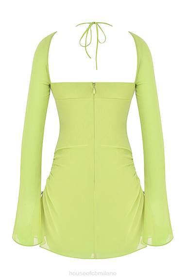 vestiario esso House of CB miniabito alla caviglia in chiffon color lime per bambini X44T413