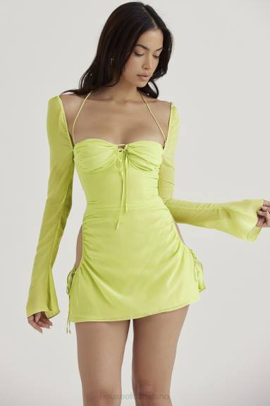 vestiario esso House of CB miniabito alla caviglia in chiffon color lime per bambini X44T413